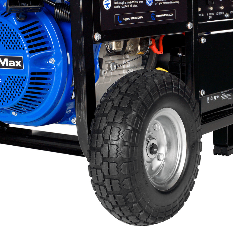 View of the DuroMax 12000 Watt Portable Generator's wheels